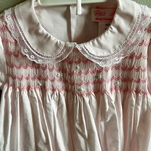 Petite Ami baby girl smocked pink dress with bonnet and bloomers, size 9 months
